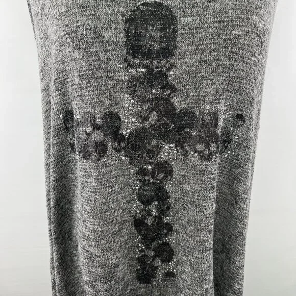 Rock & Republic Womens 1X Gray Top Sleeveless Black Embellished Cross Rayon Poly - Picture 2 of 8
